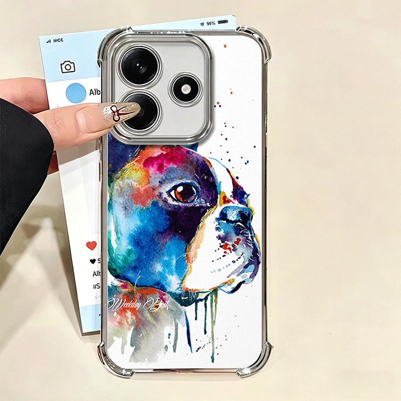 French Bulldog Dog Pug Design Plating Phone Case For Xiaomi Redmi Note 14 15 Pro Plus 13 12 11 11S 11T 10 9S 9 5G Anti-Fall Aira
