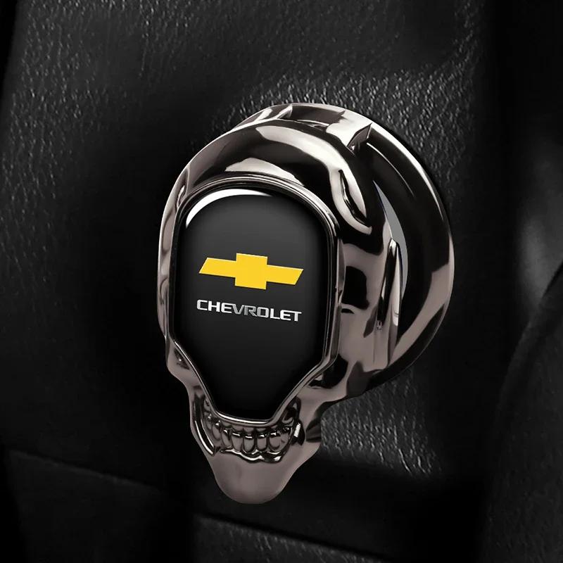 Zjyr1 for Chevrolet SILVERADO AVEO Cavalier Corvette Cobalt CAPTIVA SPARK TRAX CRUZE MALIBU Skull Car Start Stop Engine Cover Sticker