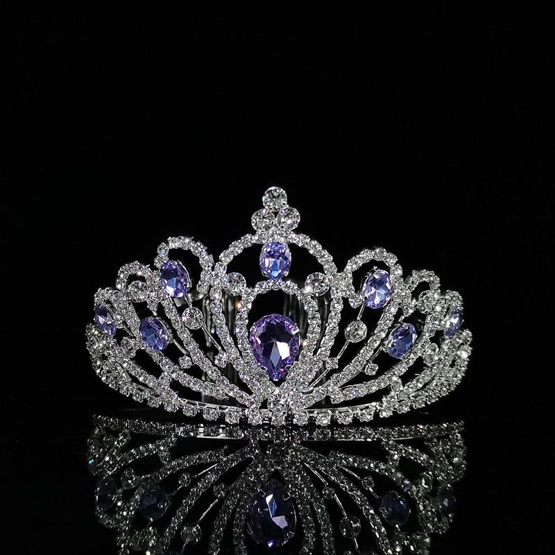 New Colorful Crystal Crown Wedding Bridal Women 'S Hair Accessories For Girls Birthday Fashion Headdress Bride Tiara Clip
