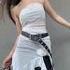 PU Belt Adjustable Double Row Star Grommet Waist Belt Woman Jeans Dresses Skirt Coat Decors Motorcycle Western Belt