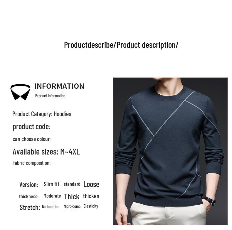 Men's Round Neck Knitwear Long Sleeve Casual T-shirt - High Quality Spring & Autumn Base Layer