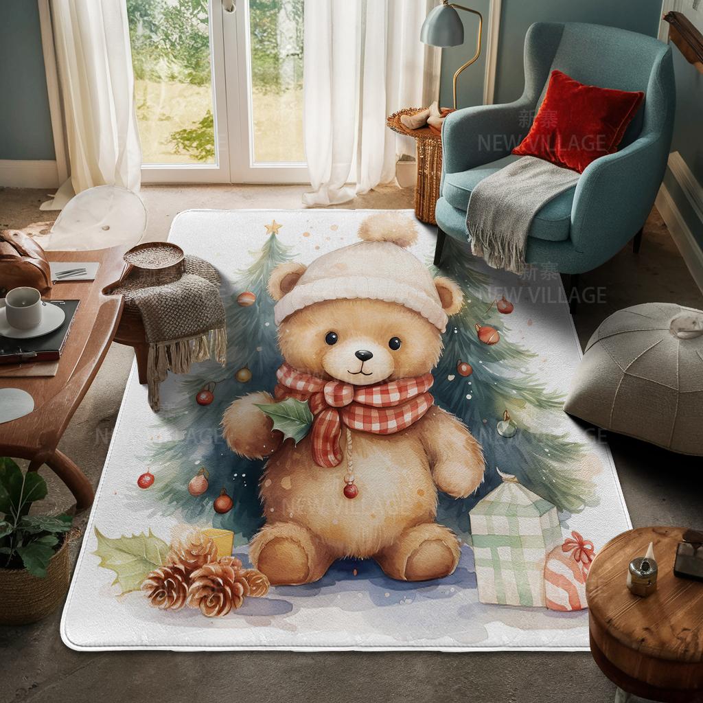 House Entrance Carpet Home Door Mat Living Room Bath Foot Bathroom Non-slip Water Absorption Rugs Bath Merry Christmas Winter