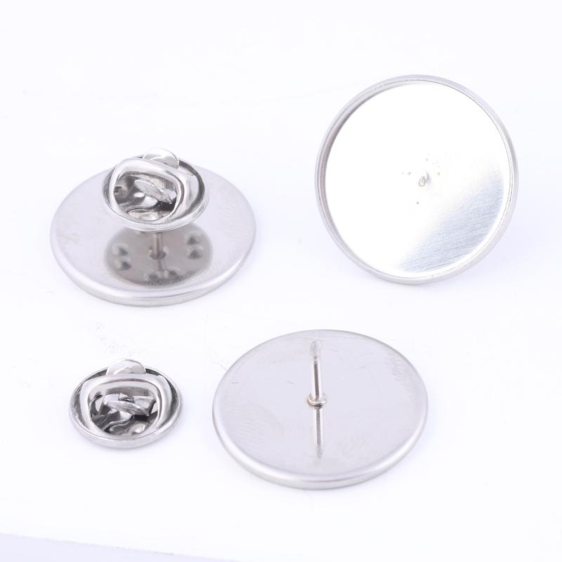 10pcs Stainless Steel Brooch Pin Backs Fit 20mm 25mm Cabochon Base Setting Blanks Diy Broches Making Accessories