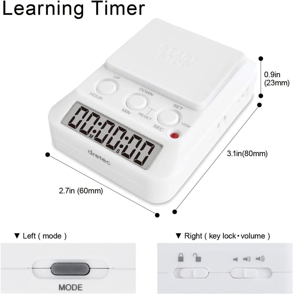 dretec Study Timer Time Up 2 T-580WT White