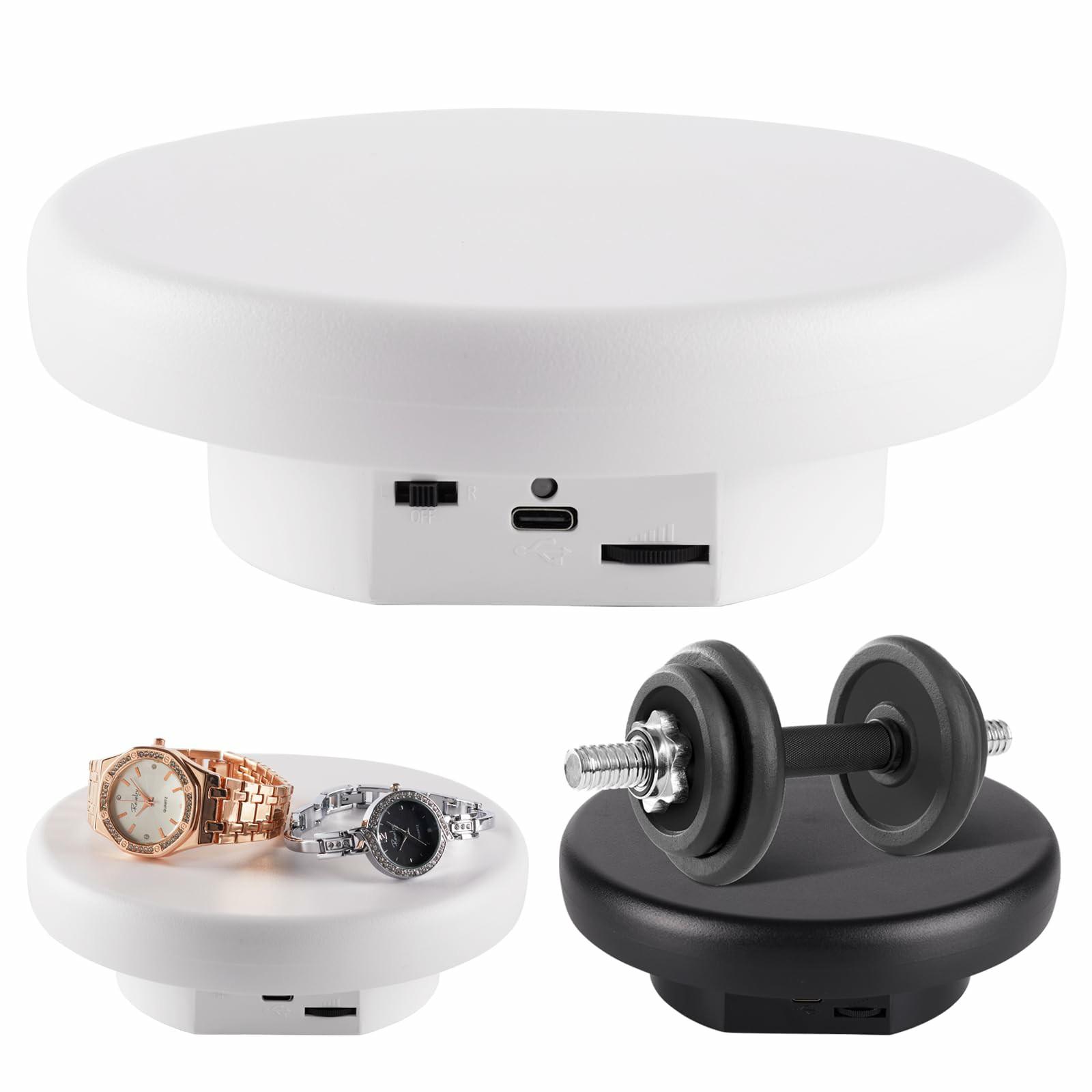 

16cm Rotating Display Stand Jewelry 360-Degree Photography Adjustable Speed Turntable B