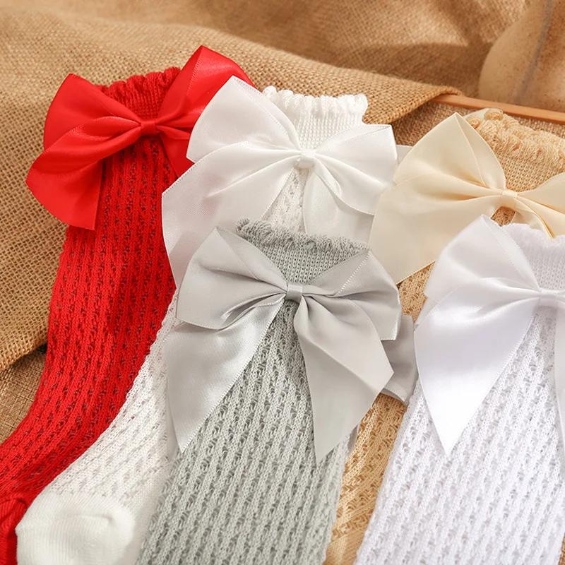 Baby Boy  Floor Ventilate Socks Children's Bow Solid Color Medium Stockings Sock Stuff Accessories Newborn Clothing Girl Cotton