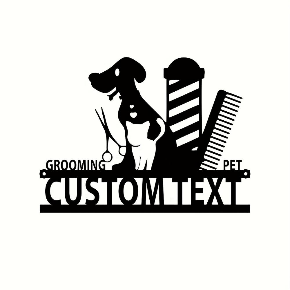 Personalized Pet Grooming Salon Metal Sign, Vintage Wall Decor for Shop
