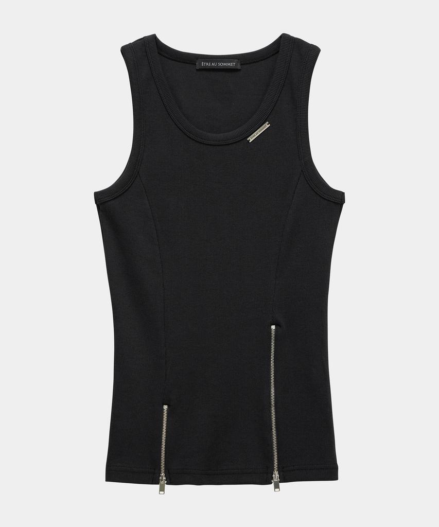 ETRE AU SOMMET Unbal Panel Open Zipper Point Sleeve (Black)