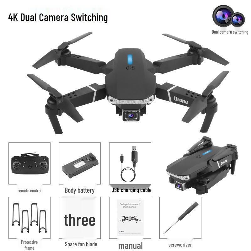 E88 4K Dual Camera Drone for Kids: Aerial Photography Remote Control Quadcopter Toy