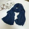 Thin Ramie Pleated Scarf Narrow Slender Cotton And Linen Japanese Literary And Artistic Solid Color Summer Neck Protection Small Shawl