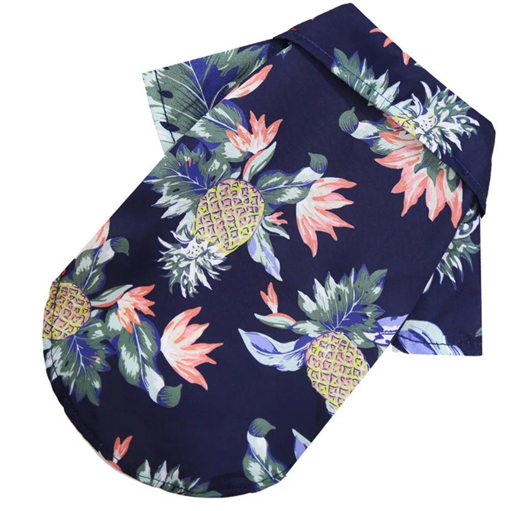 Summer Dog Shirt Hawaiian Beach Pet Clothing Coconut Tree Flower Print Puppy T-Shirt for Small Dogs Cats Vest Camp Shirt for Pug