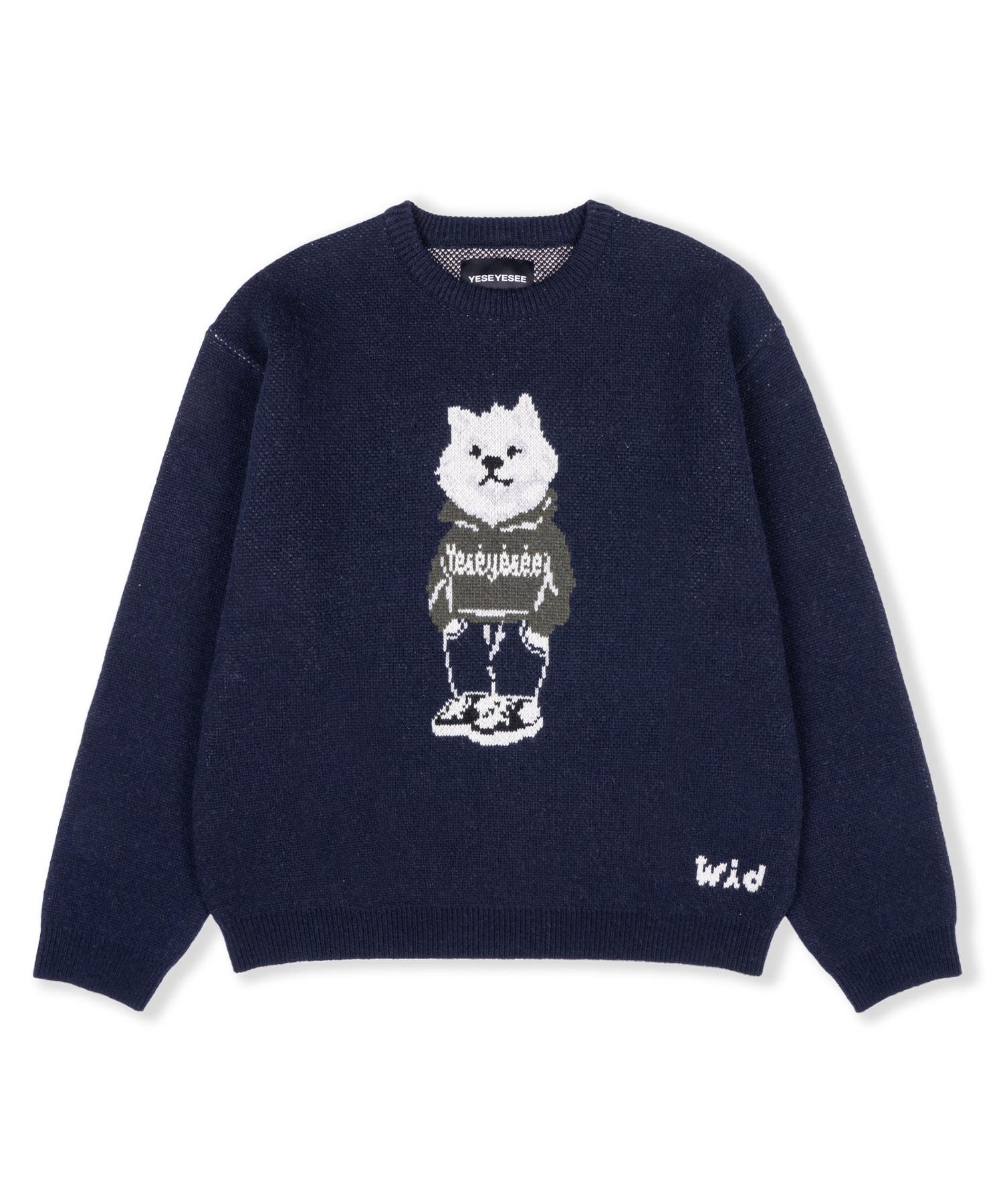 Yes Ic Wid X Y.E.S Dog Graphic Knit Pullover Navy S