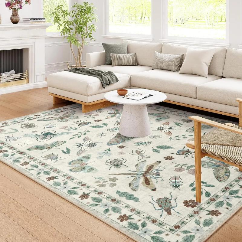 1pc Geometric Print Rug Boho Stylish Carpet Modern Stain-resistant Washable Rug for Living Room Bedroom Art Supplies Home Decor