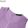 ZANZEA Women Summer Round Neck Casual Sleeveless Long Dress