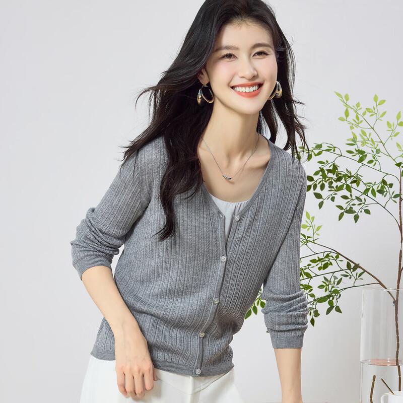 Women's V-Neck Long Sleeve Silk Blend Cardigan