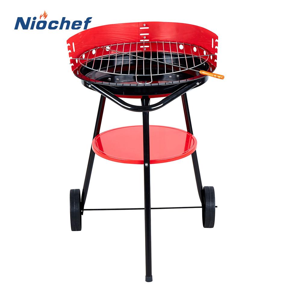 

Новые бытовые угольные грили для барбекю, портативная круглая печь для барбекю с колесом тележки, уличный кемпинг, пикник, барбекю, приготовление пищи