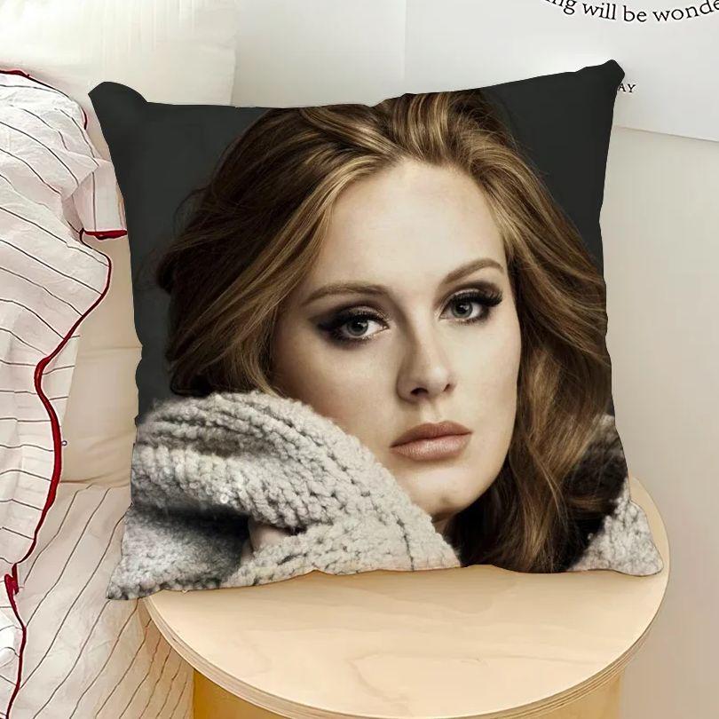 1Pc Adele Pop Soul Singer Pillow Cover, Polyester 2D Double-Sided Printed Cushion Case, Vintage Style Throw Pillow, Home Decor F
