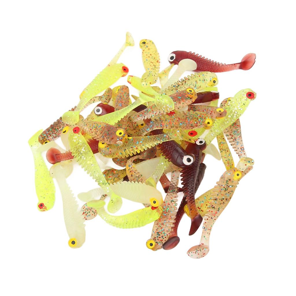50Pcs Soft Bait Silicone Flat Tail Simulated Actions Flexible Fishing Soft Lure for Bass 5cm