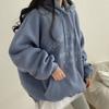 Felpa con cappuccio da donna con stampa di lettere, manica lunga oversize, tasca, felpa larga per primavera, autunno, inverno