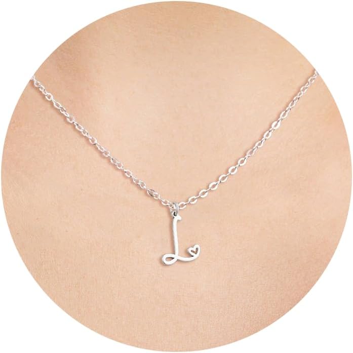 Colier inițial Tewiky pentru femei-Colier cu scrisori delicate umplute cu aur de 14k La modă, drăguț, monogramă personalizată