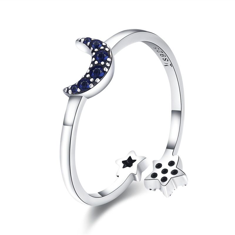 WOSTU Adjustable Rings Real 925 Silver Stackable Engagement Zircon Open Size Rings For Women Female Original Jewelry