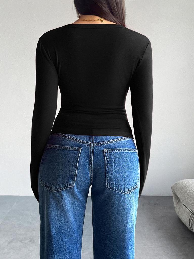 2025 European Autumn/Winter Slim Fit Long Sleeve Women’s Open Shirt