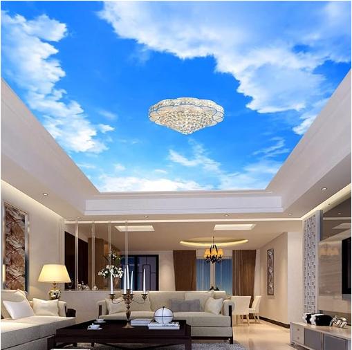 

3d Ceiling Sky Mural Blue Sky White Cloud Ceiling Wall Paper Removable Wallpaper For Living Room And Bedroom Mural 200 cm(W) x 140 cm(H)