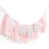 Pink Winter Onederland High Chair Banner – Winter Holiday 1st Birthday Decor, Pastel Pink and Silver Snowflake Highchair Tutu for Girl Cake Smash