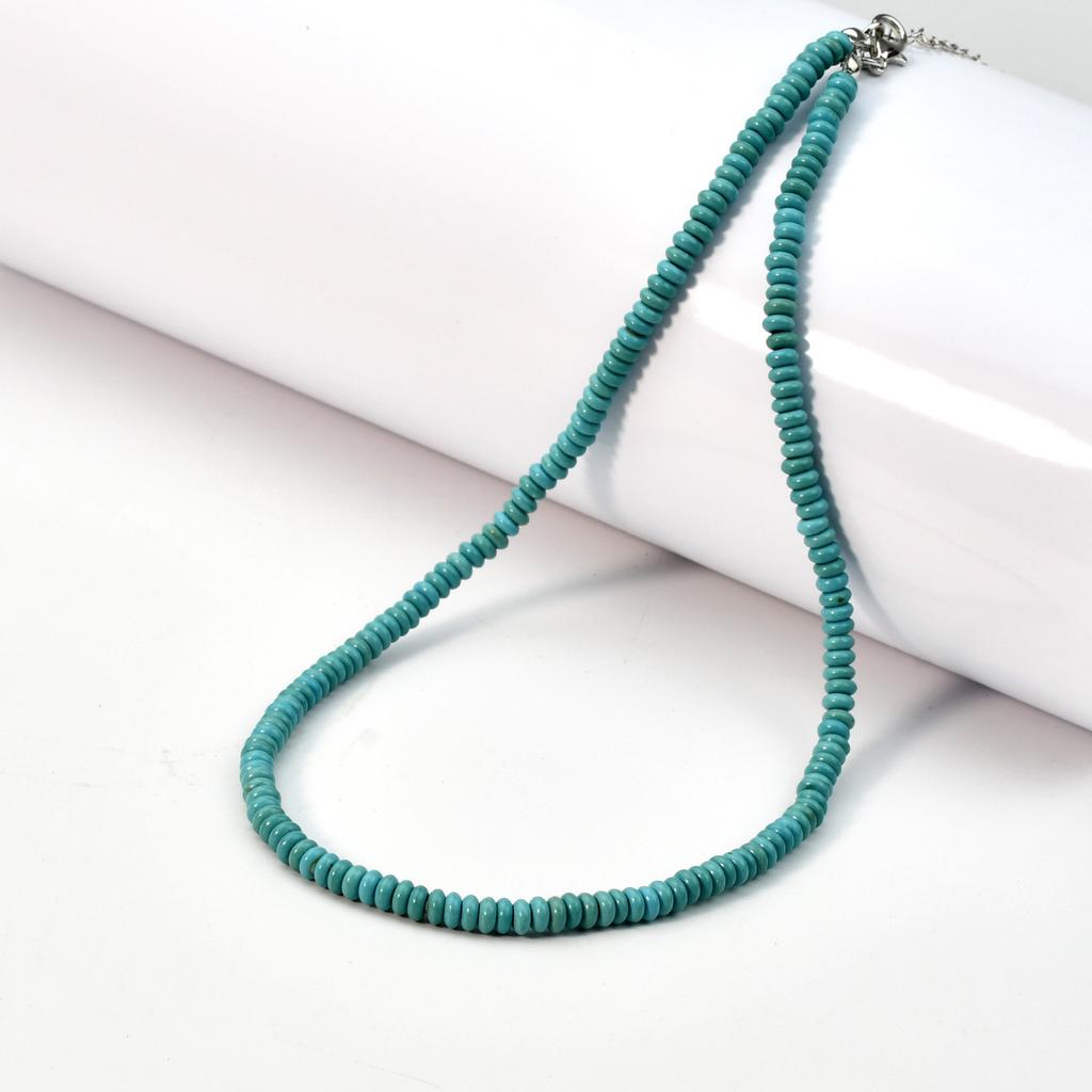 New Simple Abacus Beads Turquoise Necklace Jewelry Women's Versatile Retro Turquoise Beaded Collarbone Chain