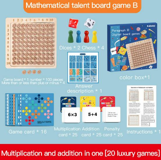 Children's Two-in-One Early Education Math Toy: 99 Multiplication and Addition Board