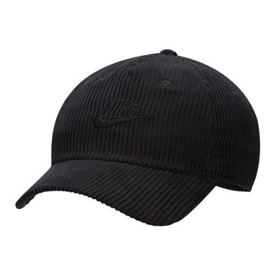 Nike Solid Color Design Corduroy Baseball Cap Unisex Hats Black HF8919010