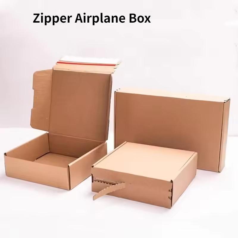 

Self Adhesive Zipper Airplane Box Glue-free Express Cardboard Carton Easy To Tear Open Kraft Paper Packaging Cases Gift Crafts Skincare Pack Boxes 15x10x4cm 10pcs