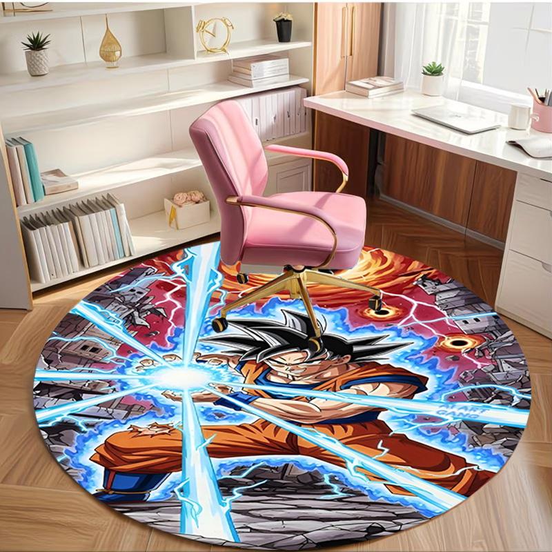 Dragon Ball Print Round Rug, Washable Floor Carpet, For Entryway Dorm Laundry Room Office Study, Home Decor Birthday Christmas Gift