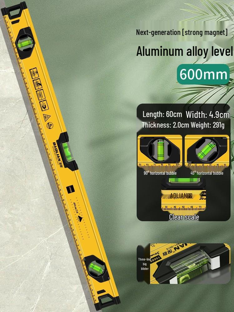 Mini Magnetic Aluminum Bubble Level - High Precision, Solid Anti-Drop Design for Household Use