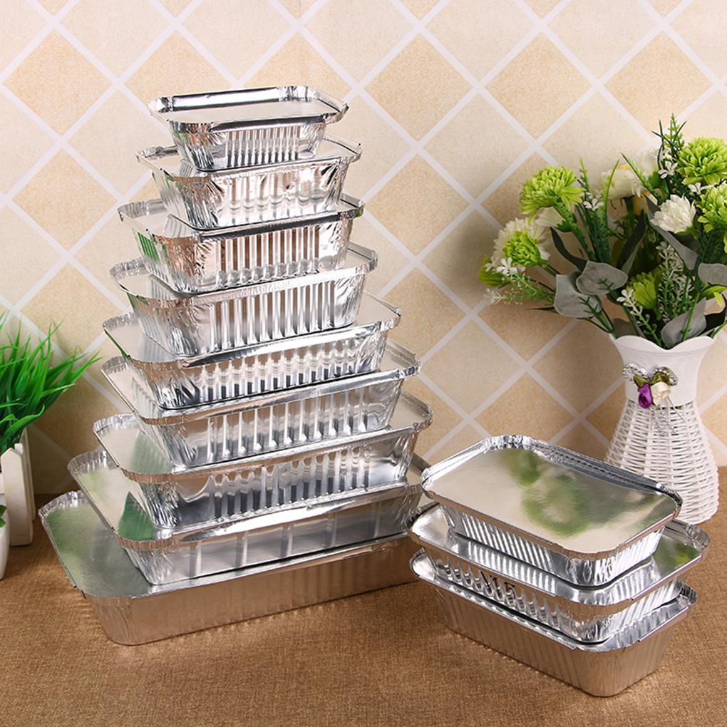 Pack of 10 Aluminum Foil Pans Take-out Containers Large Capacity Food Container Baking Plate Home Tools Single-use Pan