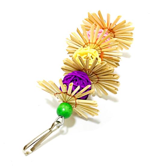 Pet Bird Parrot Rattan Ball Bell Swing Hanging Climbing Cage Decor Bite Chew Toy