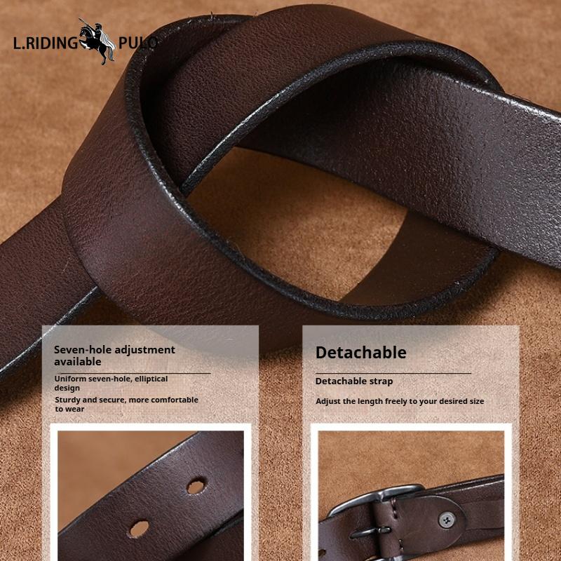 Men's Top Layer Pure Cowhide Belt Genuine Leather Pin Buckle Retro Fashion Trend Jeans Belt