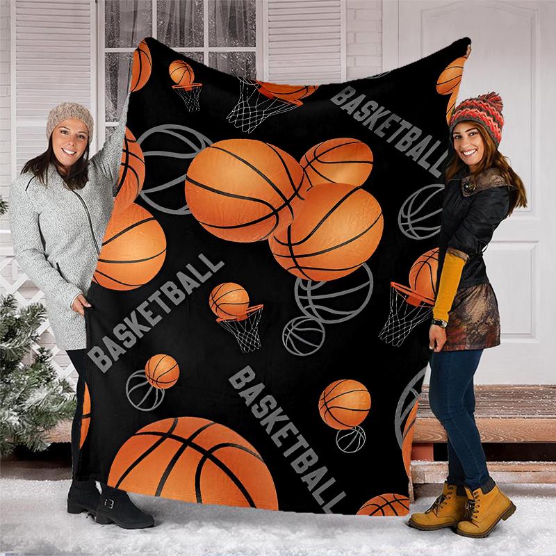 Basketball Theme Printed Blanket - Perfect for Couch, Bed, Travel & Outdoor Use | Machine Washable, Cozy & Durable.