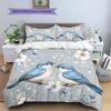 Blue Bird  Pattern Bedding Quilt Set  Home Decoration  Gift (1 * duvet cover + 2 * pillowcase, without core)