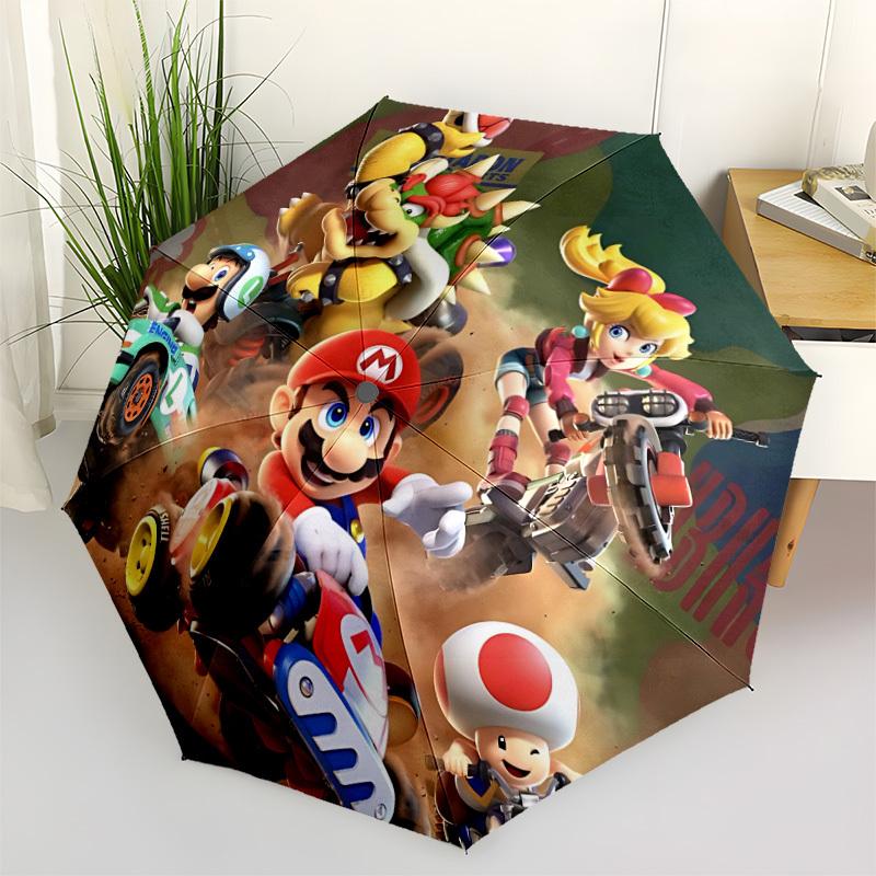 

1pc Mario Kart Automatic Open/Close Umbrella - Compact Travel Umbrella with 8-Rib Durable Frame yy251023078
