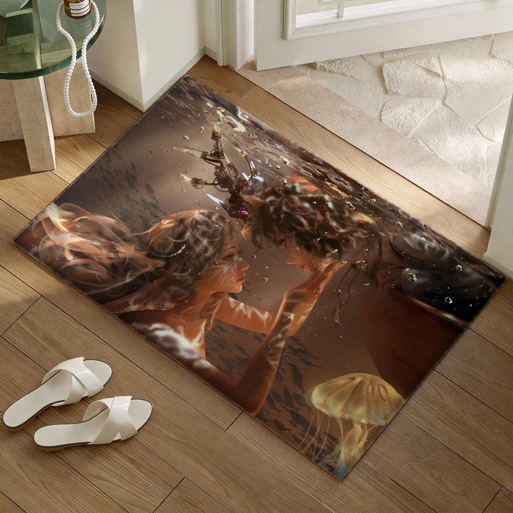 Sexy Girl Game Ghost Blade Anime Floor Mat Soft Flannel Non-Slip Door Mat - Thickened Rug for Living Room Home Decor