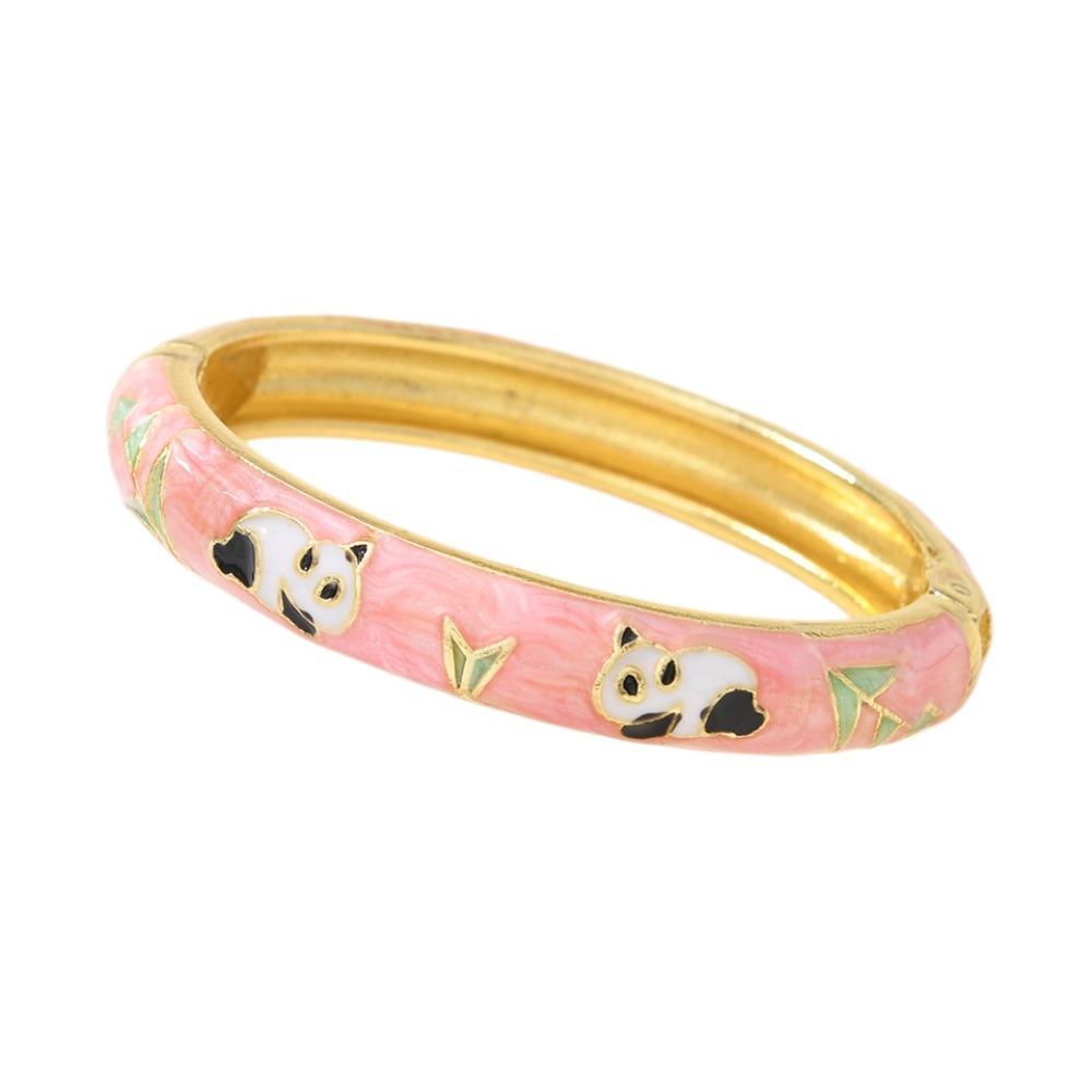 

Cartoon Panda Vintage Cloisonne Bangle Colorful Children s Hand Bracelet Jewelry Gifts рожевий/перлинний