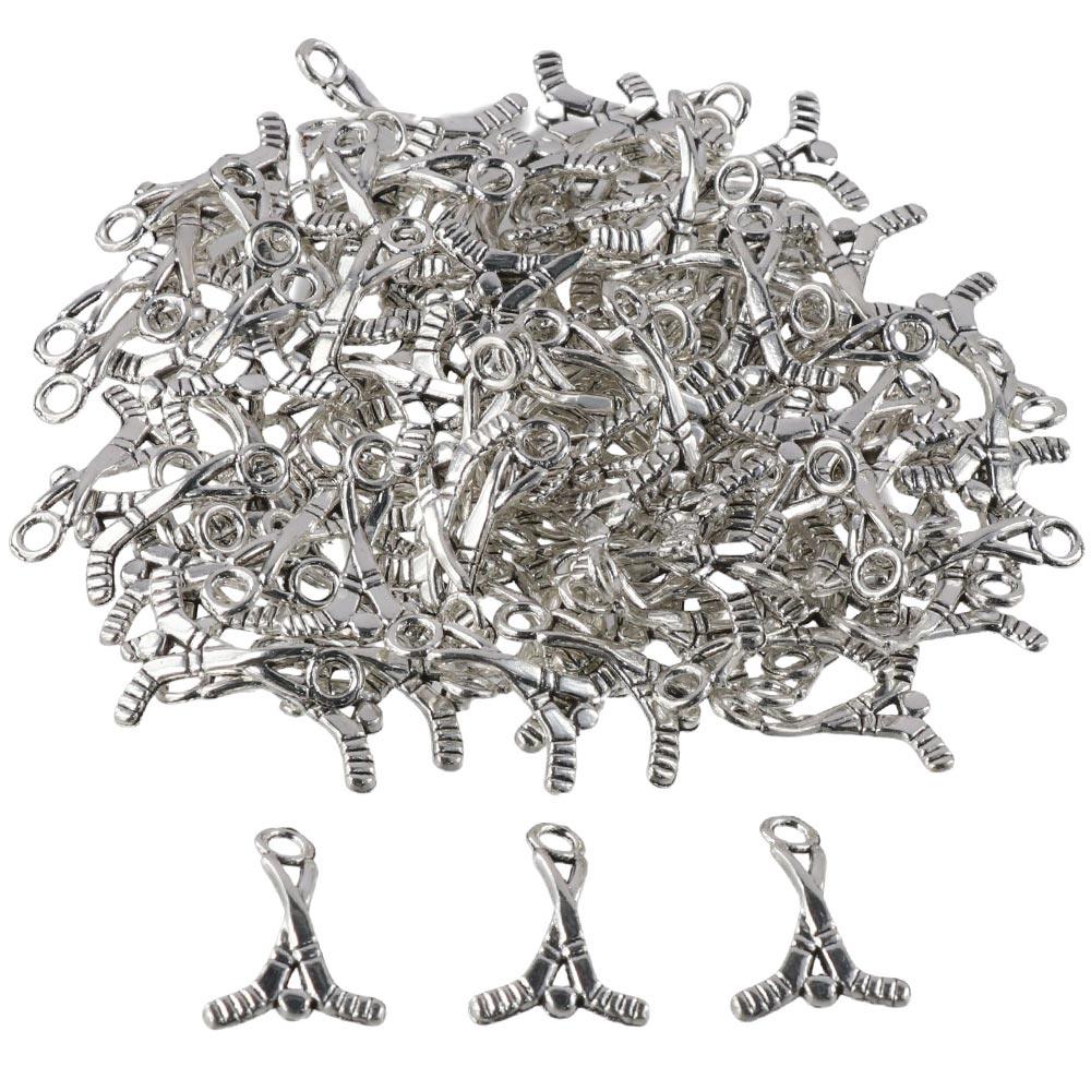 

100pcs Bracelet Alloy Ball Ice Hockey Silver Sports Hockey Stick Jewelry Making золотой