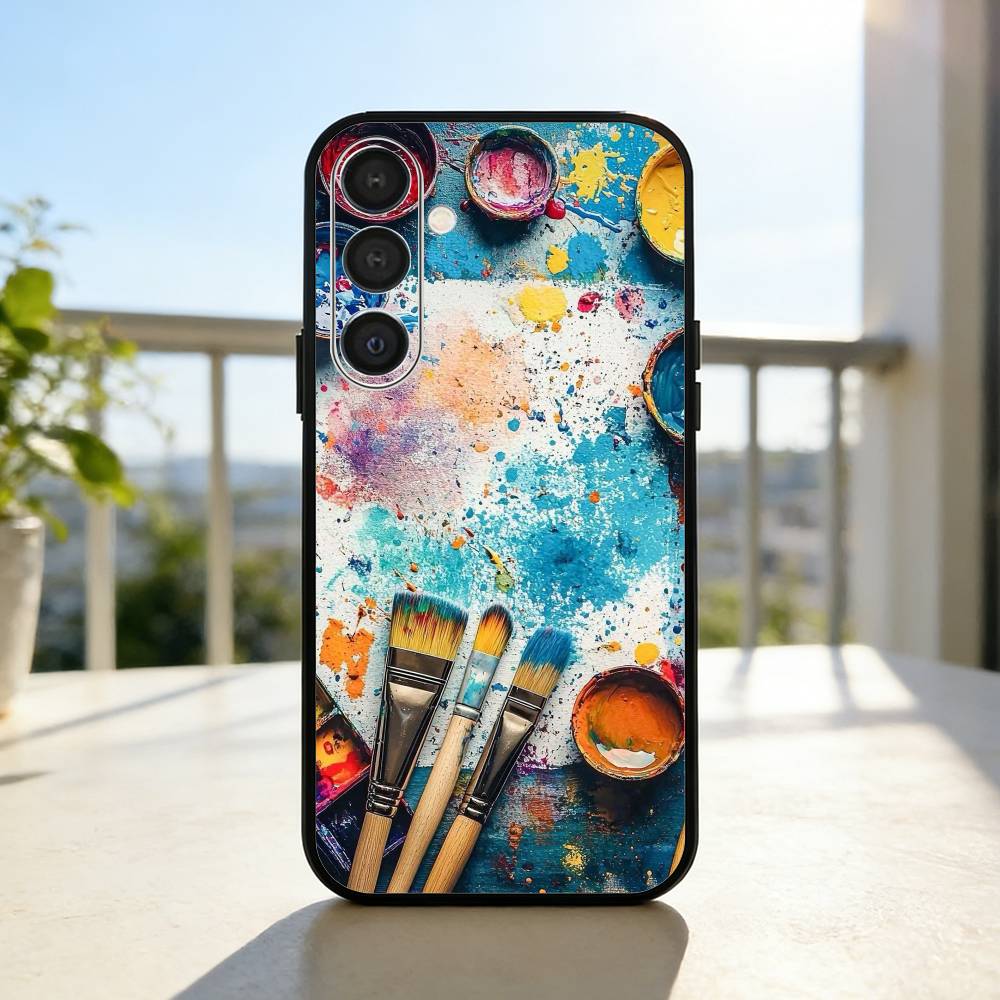 Watercolors Set Paint Palette  Phone Case For Samsung  A73,72,71,53,52,51,22,91,80, Soft Black Cover