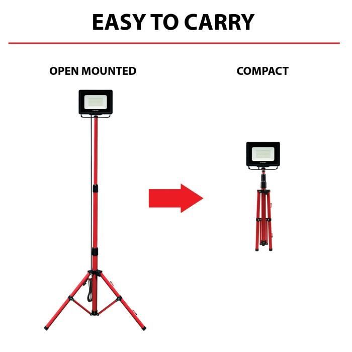 LED Projector - WAINGRO - 50W - IP65 - Extendable Tripod 173cm