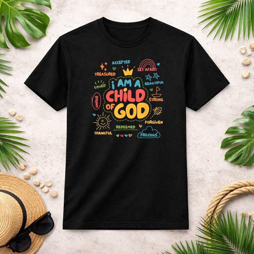 I am a Child of God Christian Retro Jesus Faith Design T-Shirt S-3XL S разноцветный