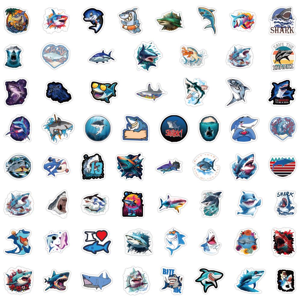 120 New Shark Cartoon Graffiti Stickers Decorative Skateboard Water Cup Hand Tent Waterproof Stickers