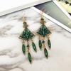 Vintage court gem set earrings long temperament bohemian earrings niche earrings women