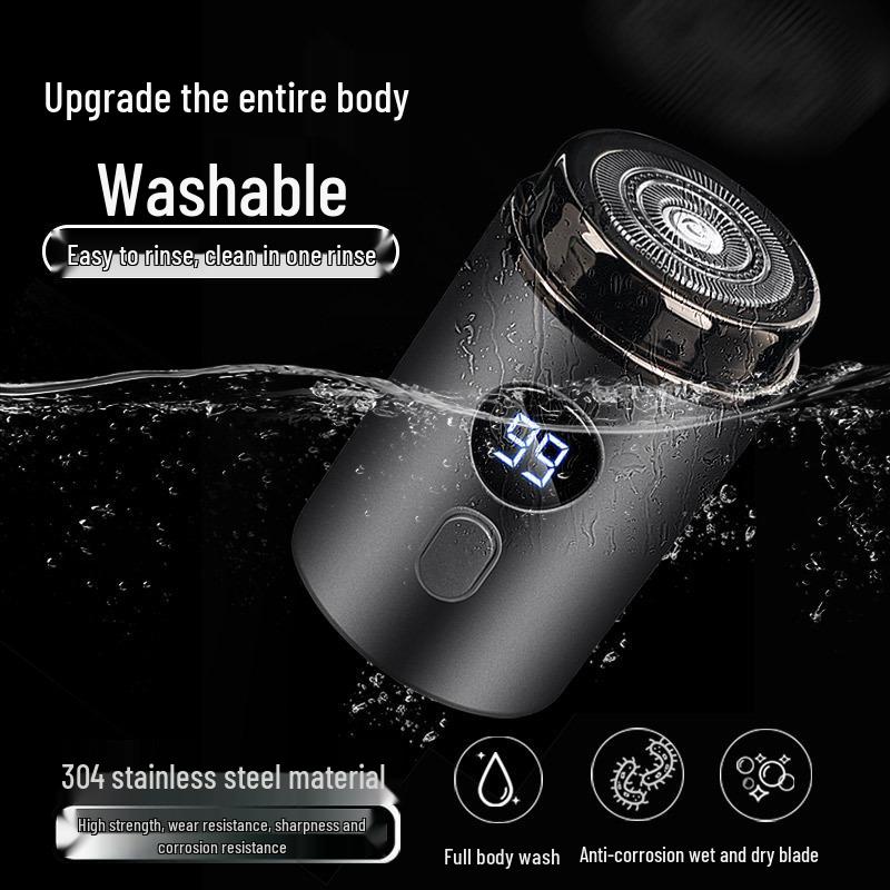 Compact Steel Mini Razor: Electric, Waterproof, Portable with Digital Display - Perfect Men's Gift.