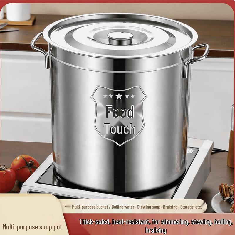 Saineng Commercial 304 Stainless Steel Stew Soup Pot with Lid, 55cm